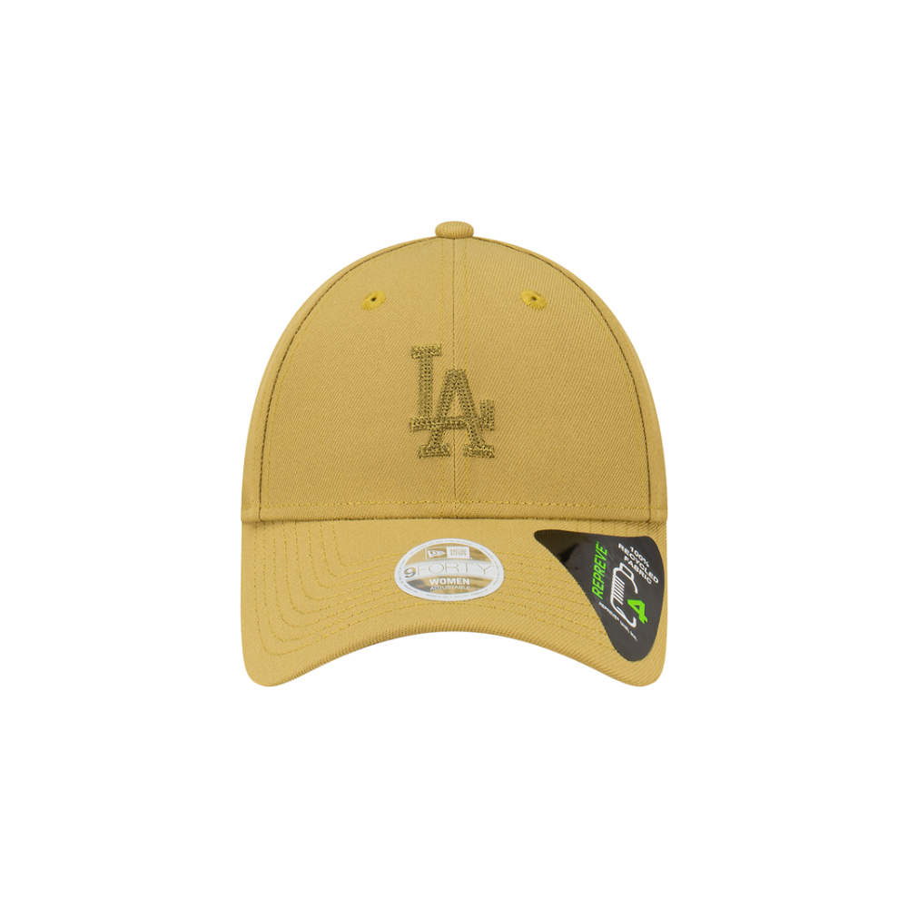LA Dodgers Women's Cap - Repreve Olive Tonal Chainstitch 9Forty MLB Strapback Hat - New Era